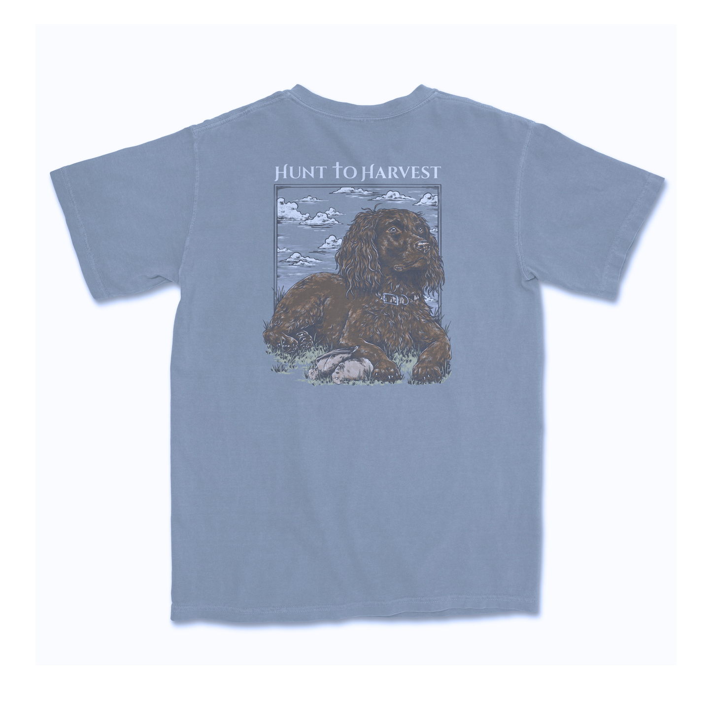 Dog and Dove Tee-Bay and Riverwash Blue