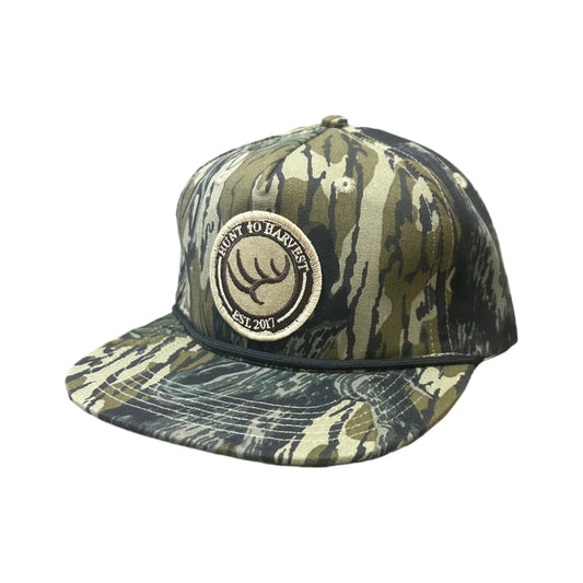 Hunt to Harvest Circle Woven Patch Hat - Tree Stand Rope Hat - Mossy Oak