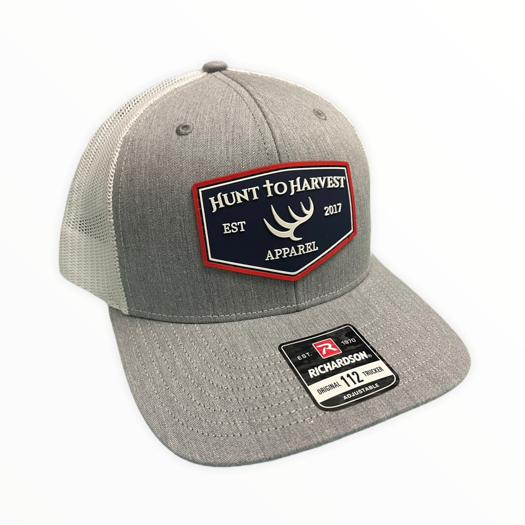 HtH Rubber Patch Hat - Heather Gray and White - Hunt to Harvest