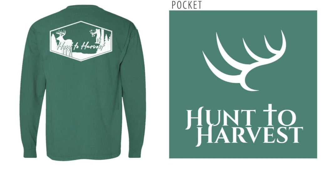 Long Sleeve Silhouette Logo-Green - Hunt to Harvest